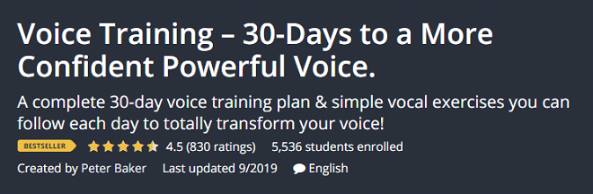 Voice Training - 30-Days to a More Confident Powerful Voice (Udemy)