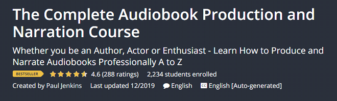 The Complete Audiobook Production and Narration Course (Udemy)