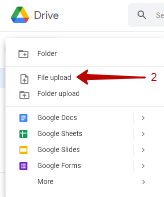 Selecting "File Upload"